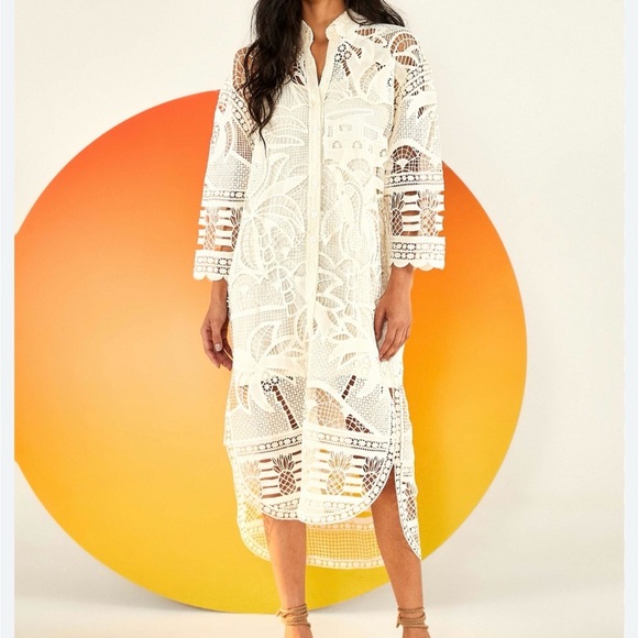 FARM Rio Guipure Lace Shirt Dress - Picture 5 of 6